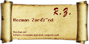 Rozman Zaránd névjegykártya